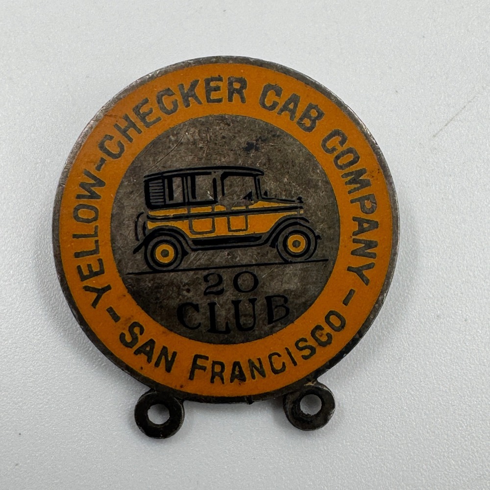 Vintage Yellow-Checker Cab Co San Francisco 20 Club Sterling Pin Shreve & Co